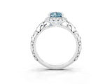 White gold Pear Cut Halo Diamond Solitaire with Filigree Band and Four-Prong Setting_3