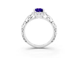 White gold Pear Cut Halo Diamond Solitaire with Filigree Band and Four-Prong Setting_3