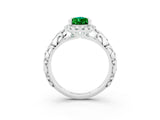 White gold Pear Cut Halo Diamond Solitaire with Filigree Band and Four-Prong Setting_3