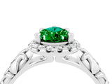 White gold Pear Cut Halo Diamond Solitaire with Filigree Band and Four-Prong Setting_4