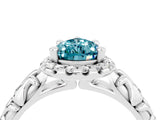 White gold Pear Cut Halo Diamond Solitaire with Filigree Band and Four-Prong Setting_4