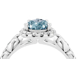 White gold Pear Cut Halo Diamond Solitaire with Filigree Band and Four-Prong Setting_4