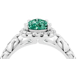 White gold Pear Cut Halo Diamond Solitaire with Filigree Band and Four-Prong Setting_4