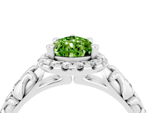 White gold Pear Cut Halo Diamond Solitaire with Filigree Band and Four-Prong Setting_4
