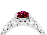 White gold Pear Cut Halo Diamond Solitaire with Filigree Band and Four-Prong Setting_4