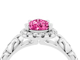 White gold Pear Cut Halo Diamond Solitaire with Filigree Band and Four-Prong Setting_4