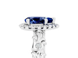 White gold Pear Cut Halo Diamond Solitaire with Filigree Band and Four-Prong Setting_5