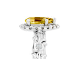 White gold Pear Cut Halo Diamond Solitaire with Filigree Band and Four-Prong Setting_5
