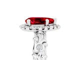 White gold Pear Cut Halo Diamond Solitaire with Filigree Band and Four-Prong Setting_5