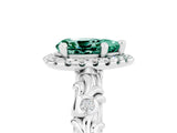 White gold Pear Cut Halo Diamond Solitaire with Filigree Band and Four-Prong Setting_5
