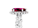 White gold Pear Cut Halo Diamond Solitaire with Filigree Band and Four-Prong Setting_5