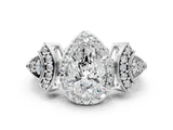 White gold Pear Cut Halo Diamond Split Shank Engagement Ring with Four-Prong Setting_128