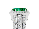White gold Pear Cut Halo Emerald Ring with Split Shank and Four-Prong Setting_5