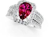 White gold Pear Cut Halo Garnet Ring with Split Shank and Four-Prong Setting_1