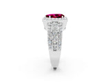 White gold Pear Cut Halo Garnet Ring with Split Shank and Four-Prong Setting_2