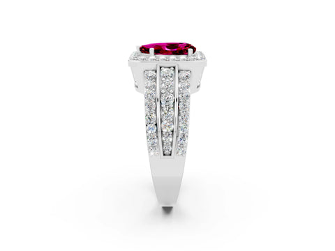 White gold Pear Cut Halo Garnet Ring with Split Shank and Four-Prong Setting_2
