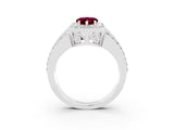 White gold Pear Cut Halo Garnet Ring with Split Shank and Four-Prong Setting_3