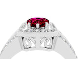 White gold Pear Cut Halo Garnet Ring with Split Shank and Four-Prong Setting_4