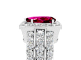 White gold Pear Cut Halo Garnet Ring with Split Shank and Four-Prong Setting_5