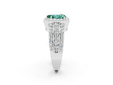 White gold Pear Cut Halo Green Sapphire Ring with Split Shank and Four-Prong Setting_2