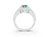 White gold Pear Cut Halo Green Sapphire Ring with Split Shank and Four-Prong Setting_3