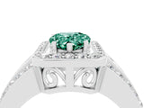 White gold Pear Cut Halo Green Sapphire Ring with Split Shank and Four-Prong Setting_4