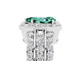 White gold Pear Cut Halo Green Sapphire Ring with Split Shank and Four-Prong Setting_5