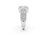 White gold Pear Cut Halo Moissanite Ring with Split Shank and Four-Prong Setting_2
