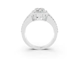 White gold Pear Cut Halo Moissanite Ring with Split Shank and Four-Prong Setting_3
