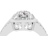 White gold Pear Cut Halo Moissanite Ring with Split Shank and Four-Prong Setting_4