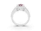 White gold Pear Cut Halo Morganite Ring with Split Shank and Four-Prong Setting_3