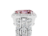 White gold Pear Cut Halo Morganite Ring with Split Shank and Four-Prong Setting_5
