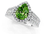 White gold Pear Cut Halo Pavé Diamond Engagement Ring with Split Shank and Four-Prong Setting_1