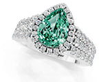 White gold Pear Cut Halo Pavé Diamond Engagement Ring with Split Shank and Four-Prong Setting_1
