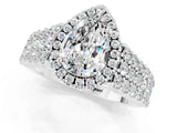 White gold Pear Cut Halo Pavé Diamond Engagement Ring with Split Shank and Four-Prong Setting_1