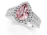 White gold Pear Cut Halo Pavé Diamond Engagement Ring with Split Shank and Four-Prong Setting_1