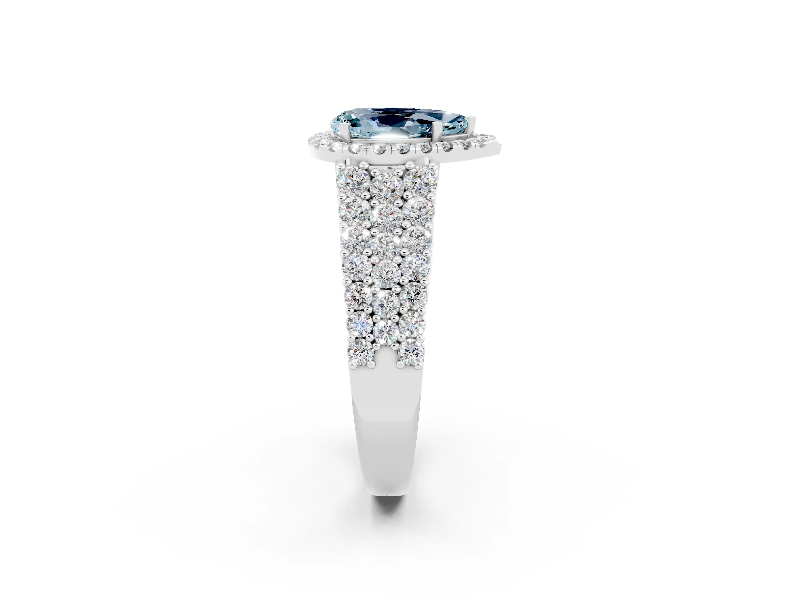 White gold Pear Cut Halo Pavé Diamond Engagement Ring with Split Shank and Four-Prong Setting_2