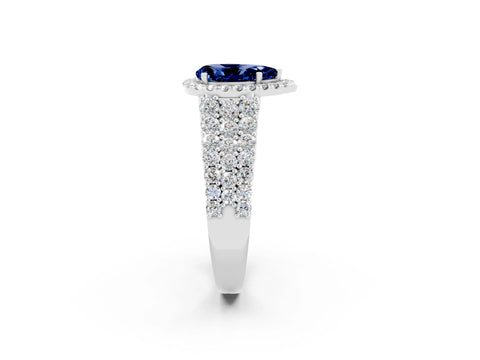 White gold Pear Cut Halo Pavé Diamond Engagement Ring with Split Shank and Four-Prong Setting_2
