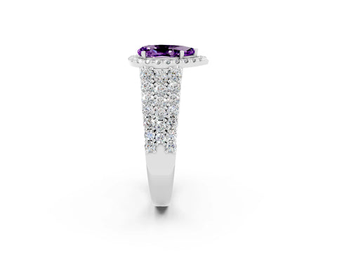 White gold Pear Cut Halo Pavé Diamond Engagement Ring with Split Shank and Four-Prong Setting_2