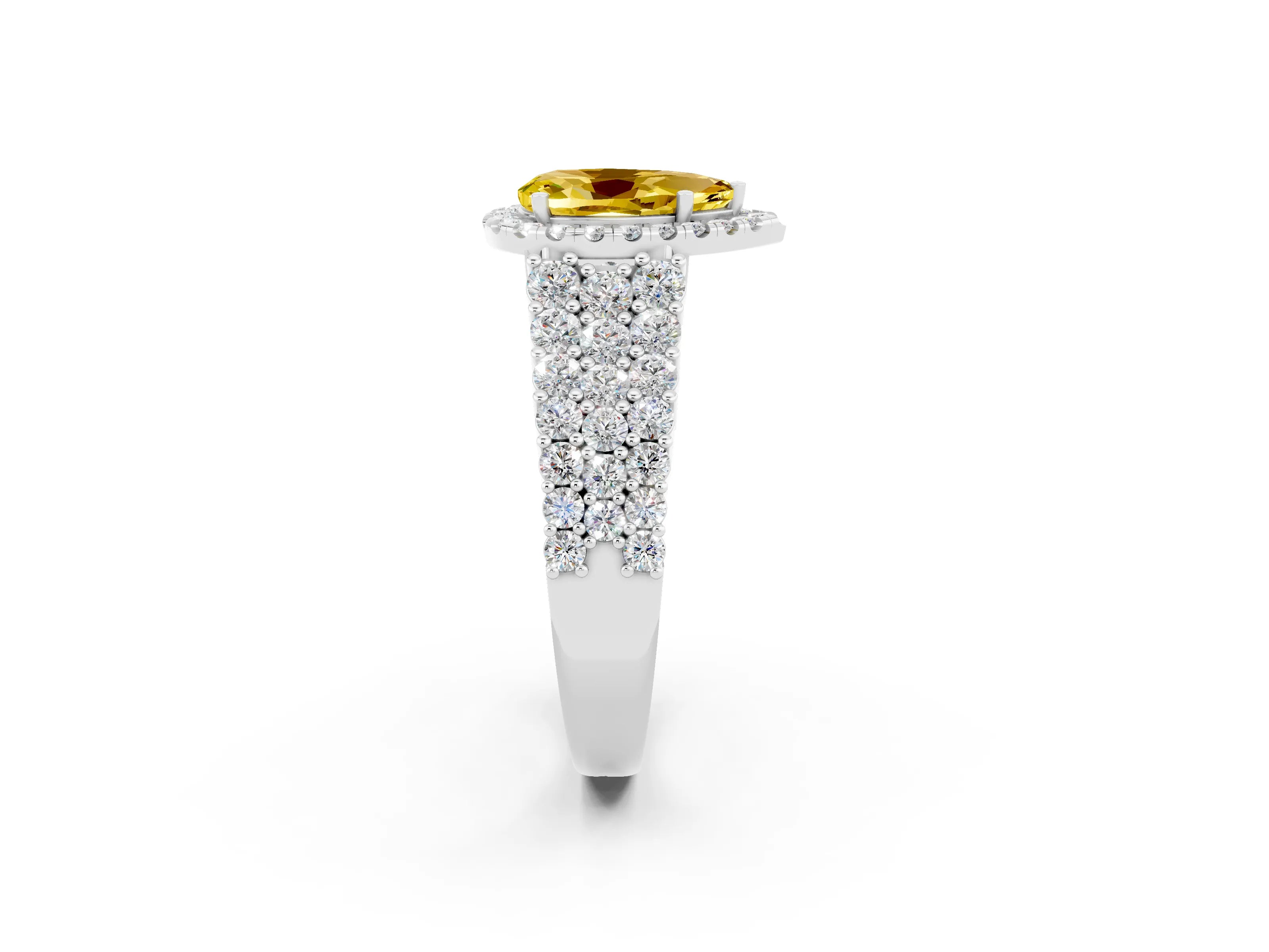 White gold Pear Cut Halo Pavé Diamond Engagement Ring with Split Shank and Four-Prong Setting_2