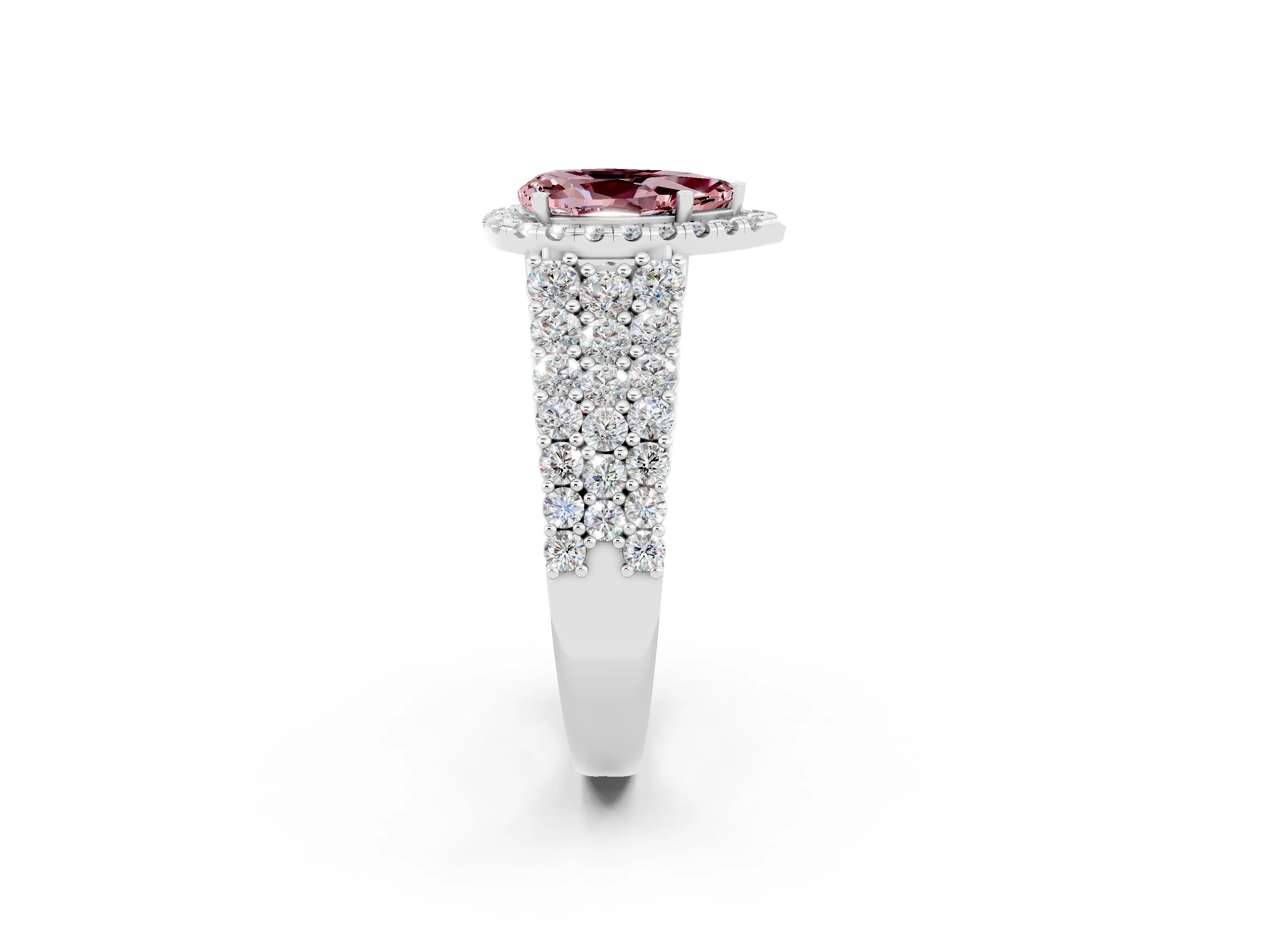 White gold Pear Cut Halo Pavé Diamond Engagement Ring with Split Shank and Four-Prong Setting_2