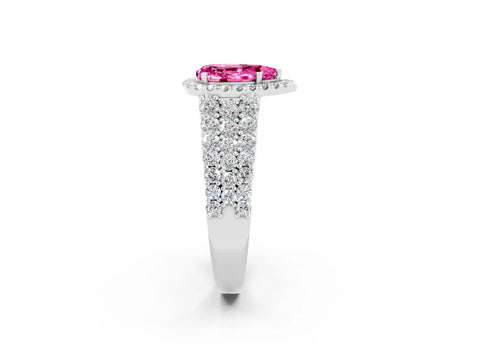 White gold Pear Cut Halo Pavé Diamond Engagement Ring with Split Shank and Four-Prong Setting_2