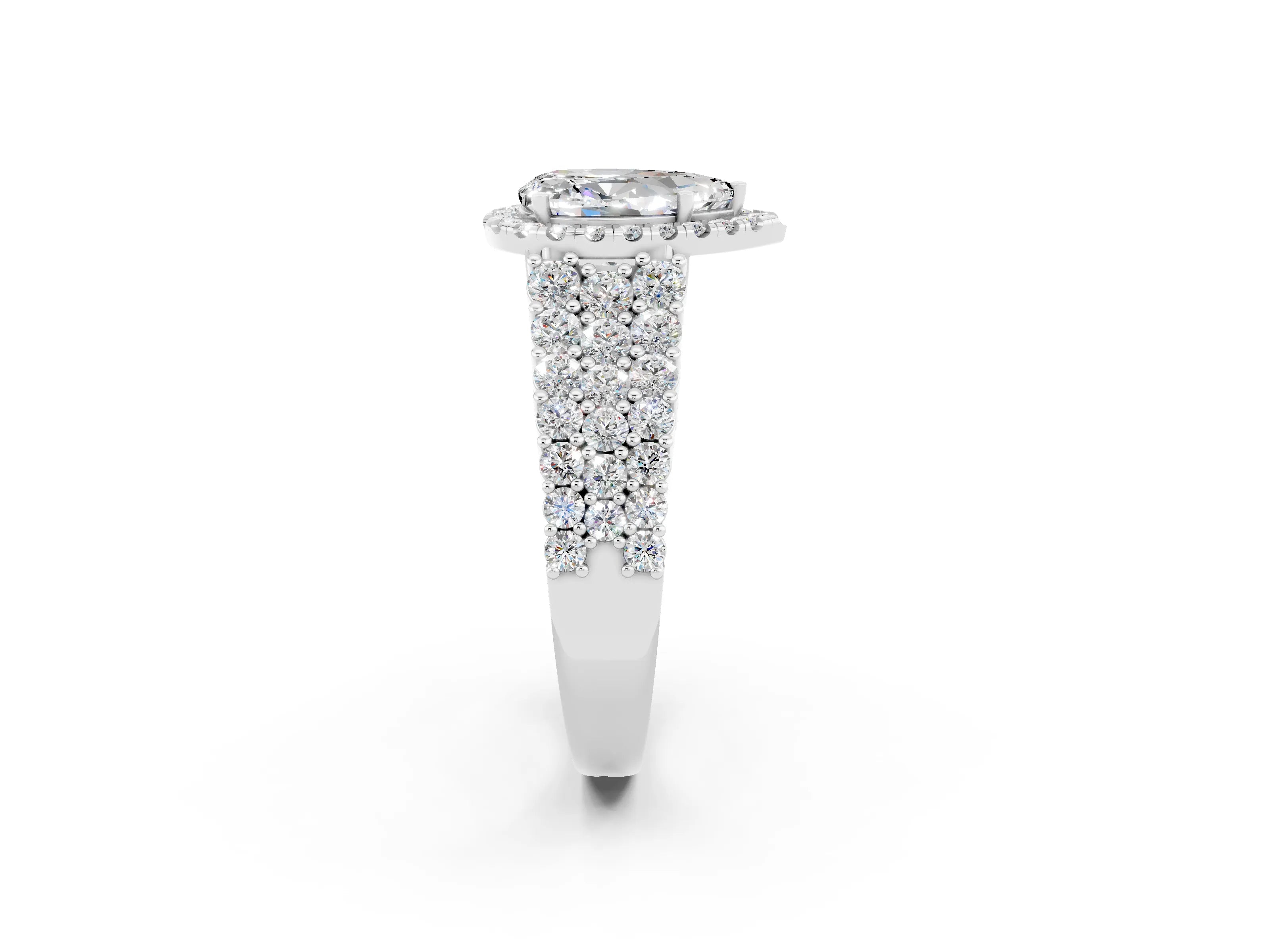 White gold Pear Cut Halo Pavé Diamond Engagement Ring with Split Shank and Four-Prong Setting_2