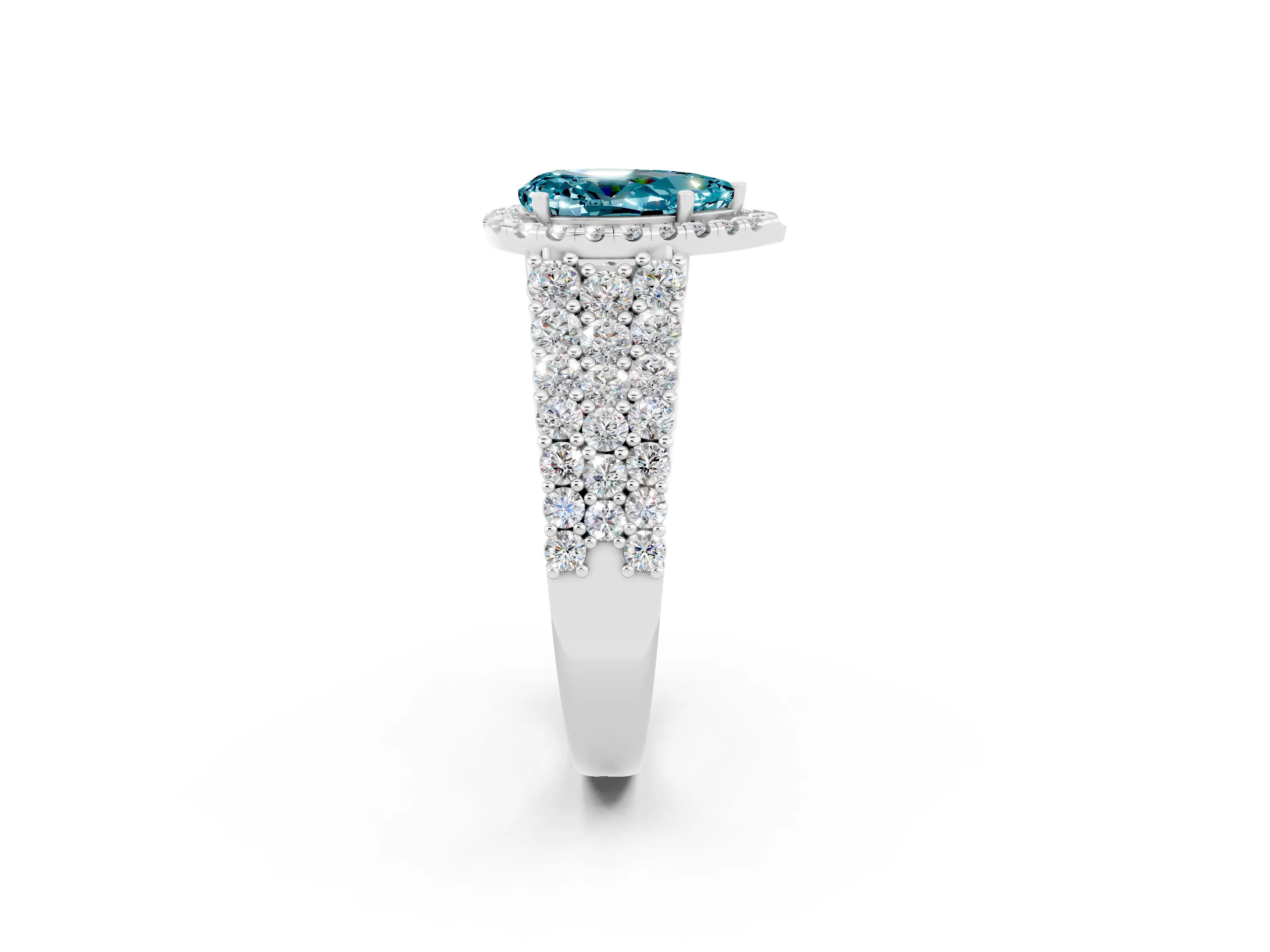 White gold Pear Cut Halo Pavé Diamond Engagement Ring with Split Shank and Four-Prong Setting_2