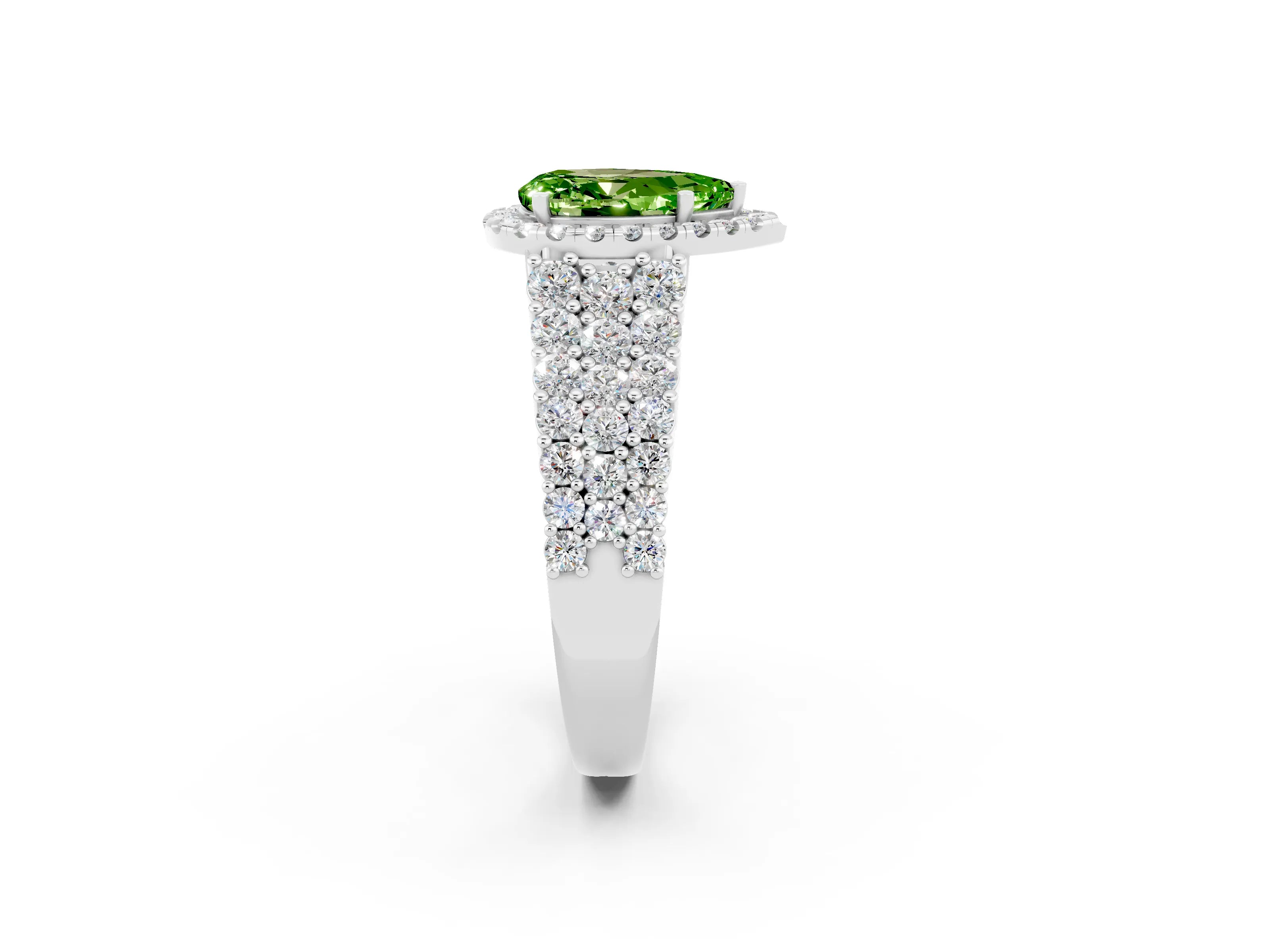 White gold Pear Cut Halo Pavé Diamond Engagement Ring with Split Shank and Four-Prong Setting_2