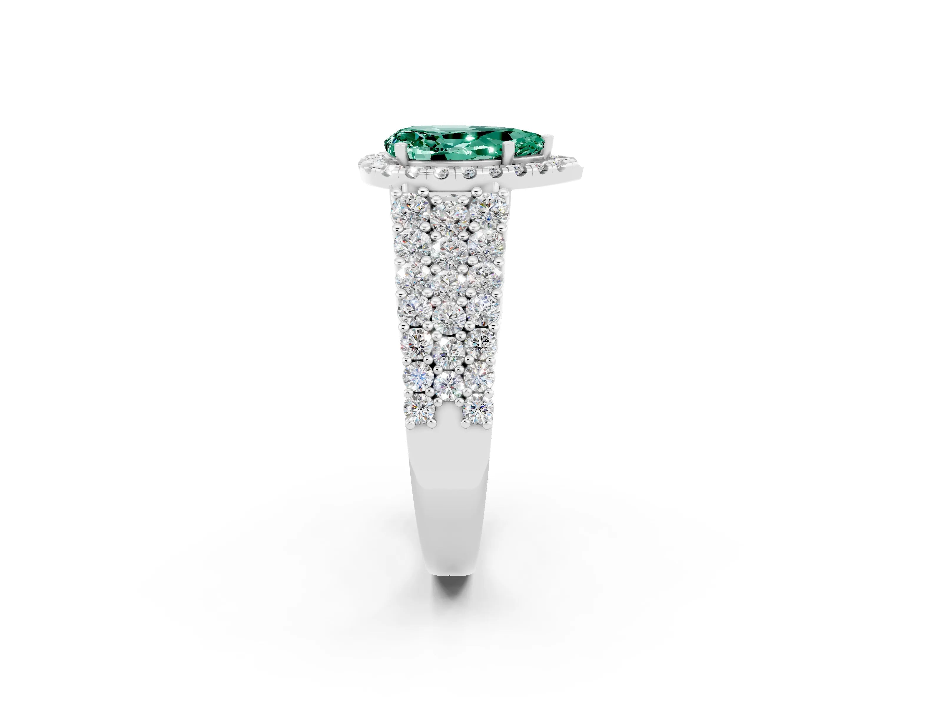 White gold Pear Cut Halo Pavé Diamond Engagement Ring with Split Shank and Four-Prong Setting_2