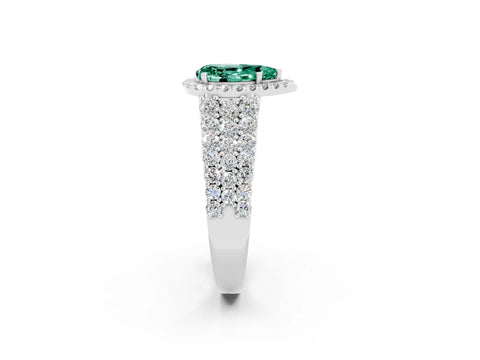 White gold Pear Cut Halo Pavé Diamond Engagement Ring with Split Shank and Four-Prong Setting_2