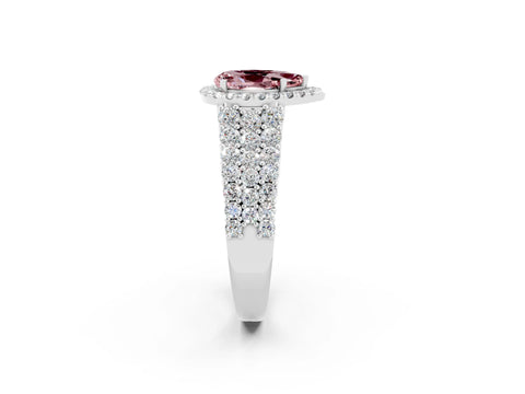 White gold Pear Cut Halo Pavé Diamond Engagement Ring with Split Shank and Four-Prong Setting_2