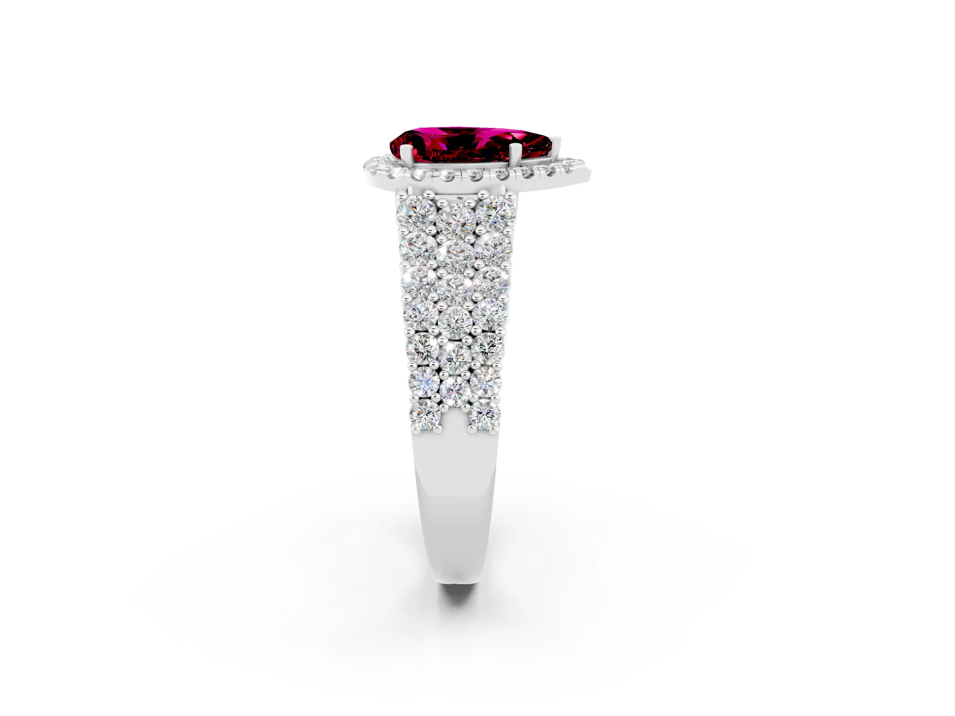 White gold Pear Cut Halo Pavé Diamond Engagement Ring with Split Shank and Four-Prong Setting_2
