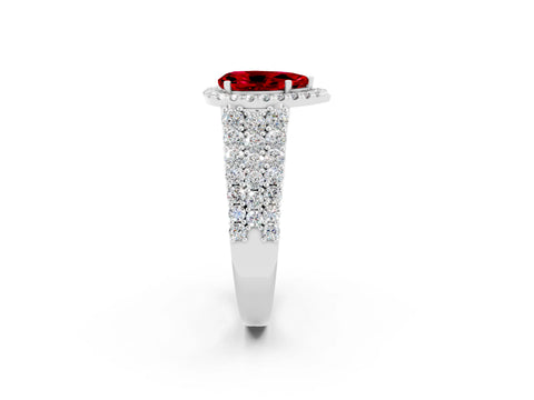White gold Pear Cut Halo Pavé Diamond Engagement Ring with Split Shank and Four-Prong Setting_2
